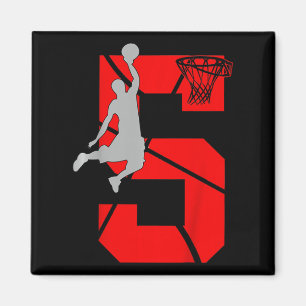 Imán Niños de 5 años Fiesta de cumpleaños de 5º básquet