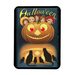 Imán Niños de Halloween de época escondidos detrás de l