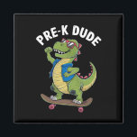 Imán Niños de jardín de infantes patinando en dinosauri<br><div class="desc">Niños de jardín de infantes patinando en T-rex Prek Dude 1</div>
