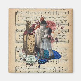 Imán Niños de la cosecha de vintage y Collage floral