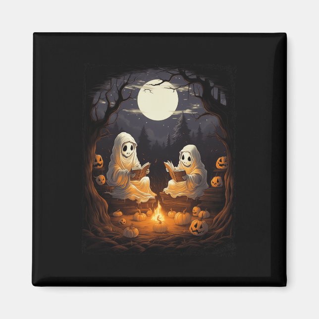 Imán Niños de la época de Halloween Camping Leer a Maes (Frente)