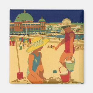 Imán Niños de la época, hermanas de vacaciones familiar