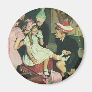 Imán Niños de la época juegan al clavo en el burro