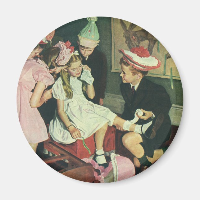 Imán Niños de la época juegan al clavo en el burro (Frente)