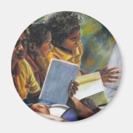 Imán Niños de Papúa Nueva Guinea leyendo libros