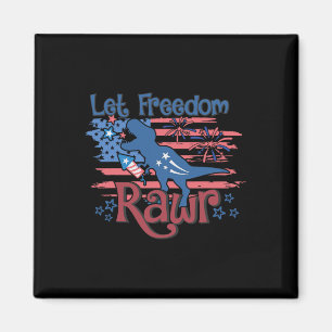 Imán Niños dejan libertad Rawr T-rex Dinosaurio Bandera