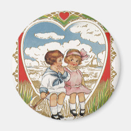 Imán Niños Día de San Valentín victorianos de época en 