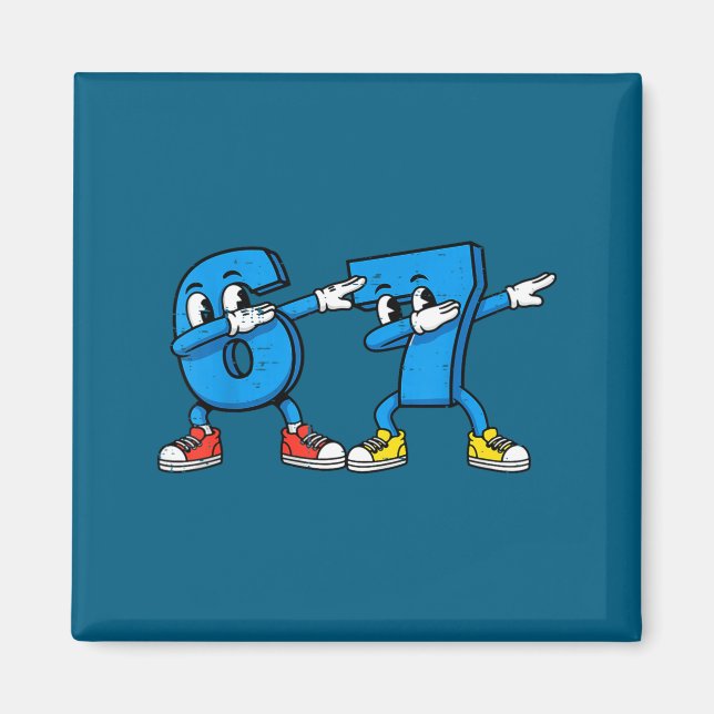 Imán Niños Divertidos 6 7 Meme Dab Números (Frente)