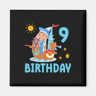 Imán Niños Divertidos Fiesta de Cumpleaños Número 9 Vel