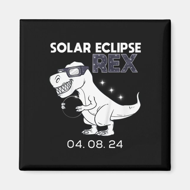 Imán Niños Eclipse solar T Rex 04.08.2024 Dino Diversió (Frente)
