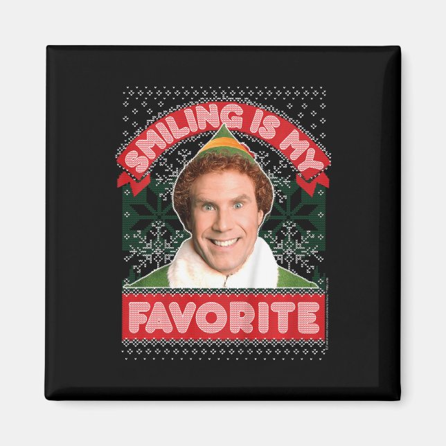 Imán Niños, Elf Buddy Sonriendo Es Mi Navidad Favorito (Frente)