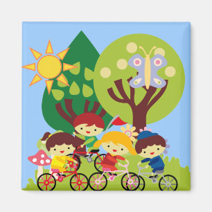 Imán Niños en las bicis