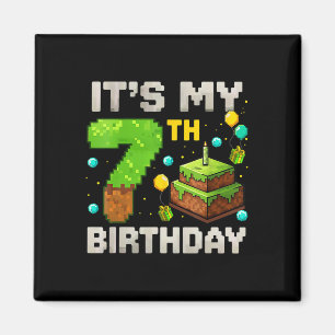 Imán Niños Es Mi Cumpleaños Número 7 Gamer Pixel Cumple