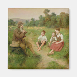 Imán Niños escuchan a un pastor jugando a flauta