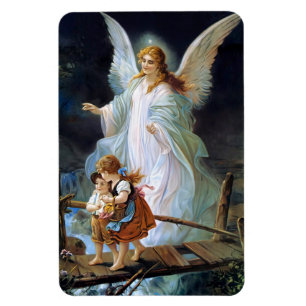 Imán Niños guardan ángel con alas blancas