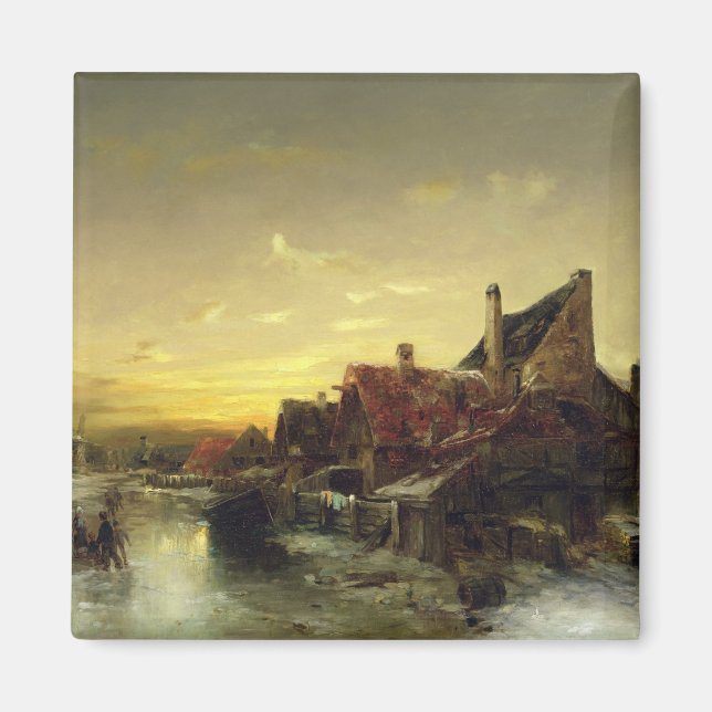 Imán Niños jugando en el hielo (Frente)