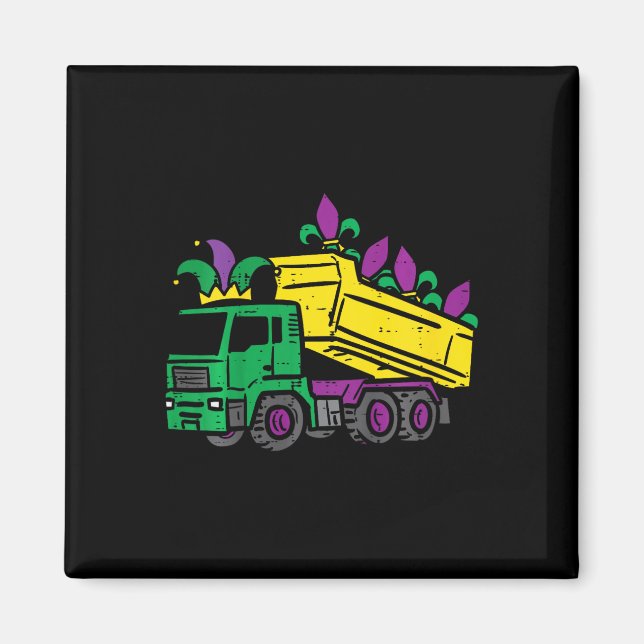 Imán Niños Mardi Gras Dump Camión De Construcción Cután (Frente)