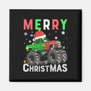Imán Niños Monster Camión Feliz Navidad Santa Hat Niños
