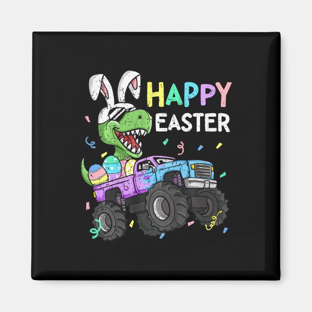 Imán Niños Niños Niños Feliz Pascua T-rex Bunny Monster (Frente)