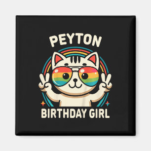 Imán Niños Nombre Peyton Chica de cumpleaños Gato