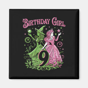 Imán Niños Novena Bruja De Cumpleaños Rosa Y Verde De 9