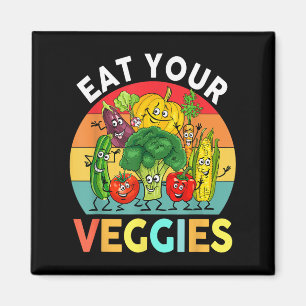 Imán Niños pequeños de camiseta vegan que comen sus ver