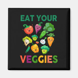 Imán Niños pequeños de camiseta vegan que comen sus ver