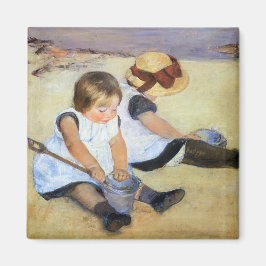 Imán Niños pequeños jugando en la playa (Mary Cassatt)