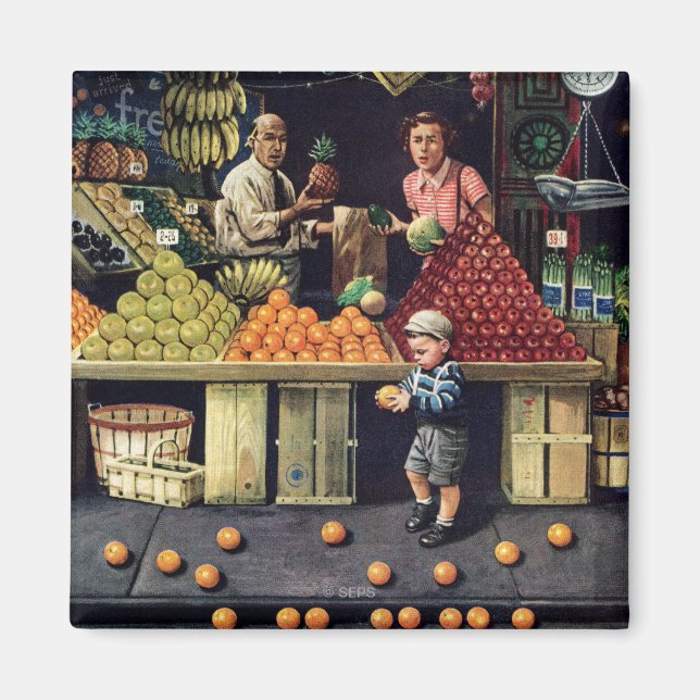 Imán Niños pequeños y Naranjas (Frente)