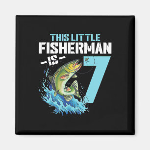 Imán Niños pescando Camisa de Cumpleaños Niño de 7 años