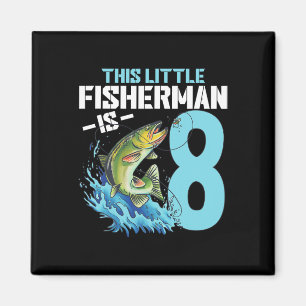 Imán Niños pescando Camisa de Cumpleaños Niño de 8 años