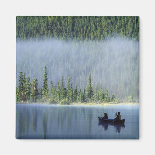 Imán Niños pescando en el lago Waterfowl, Banff Naciona