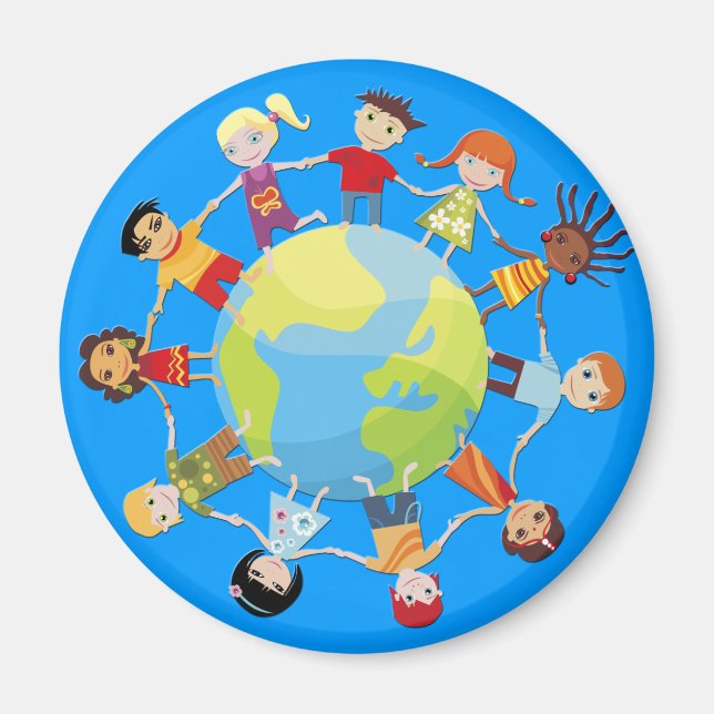 Imán Niños por la paz mundial (Frente)