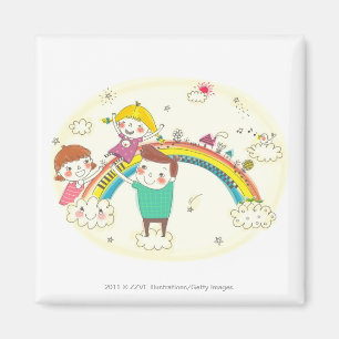Imán Niños que juegan en el arco iris