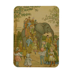 Imán Niños que montan en el elefante (litho)