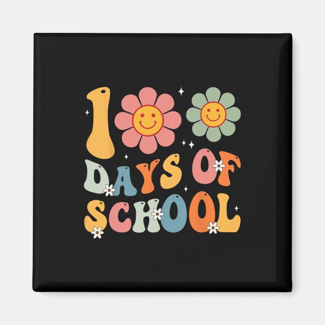 Imán Niños Retro Groovy 100 días Felices 100 días del S (Frente)