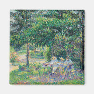 Imán Niños sentados en el jardín Camille Pissarro