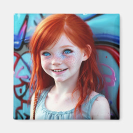 Imán Niños tribales | Bonito Pequeño Chica Redhead