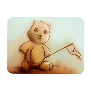 Imán Niños turquesa y Naranja Teddy Bear Photo Magnet