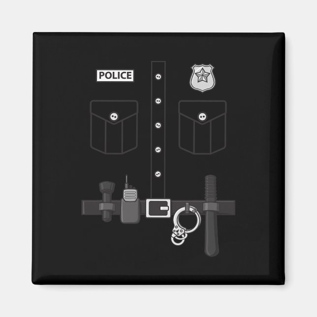 Imán Niños uniformados de Halloween con uniforme de pol (Frente)