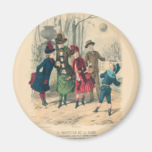 Imán Niños Victorianos Antiguos Juegan con Pelota 1880 