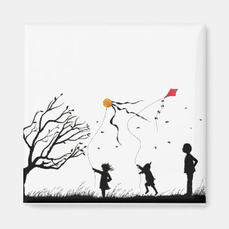 Imán Niños volando cometas