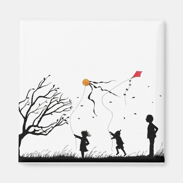Imán Niños volando cometas (Frente)