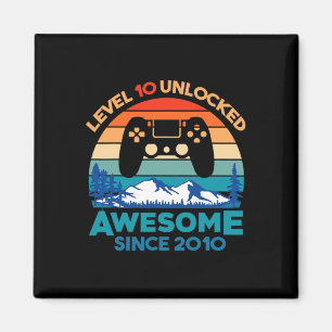 Imán Nivel 10 Cumpleaños Desbloqueado 10 Años Awesome S