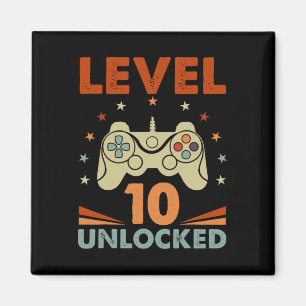 Imán Nivel 10 Video Gamer desbloqueado 10 cumpleaños 10