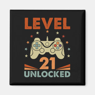 Imán Nivel 21 Video Gamer desbloqueado 21 cumpleaños 21