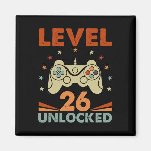 Imán Nivel 26 Video Gamer desbloqueado 26º cumpleaños 2