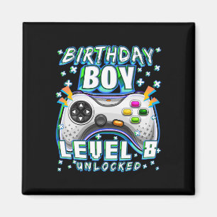 Imán Nivel 8 Desbloqueado Videojuego Cumpleaños 8 Niño