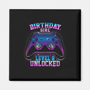 Imán Nivel 8 Desbloqueado Videojuego Lindo Cumpleaños 8