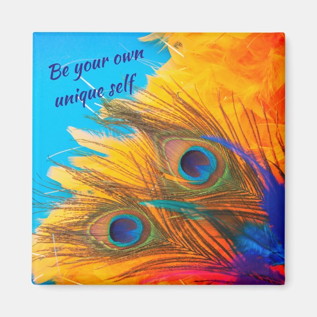 Imán Niza Aqua Blue Elegant Peacock Feather Magnet (Frente)